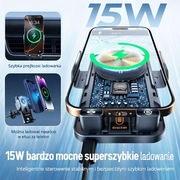 Automatyczny uchwyt samochodowy z bezprzewodowym ładowaniem 15W