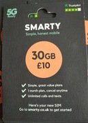 10x Karta SIM SMARTY UK 3 roaming UE PL