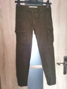 Khaki spodnie z bojówki z kieszeniami Zara rozmiar 34
