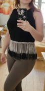 Czarny top z frędzlami ombre bluzka bęz rekawów 38 Topshop