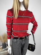 Czerwony sweter Primark L/40 prążkowany w paski casual na co dzień