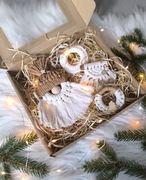 Ozdoby świąteczne makrama makramowe dekoracje święta skrzat bombka box 