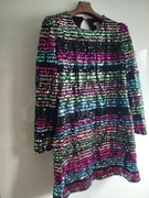 Nowa czarna sukienka w pasy cekiny Oasis 44 XXL 