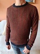 Sweter cardigan męski zimowy vintage czerwon czarny lata 80 hype