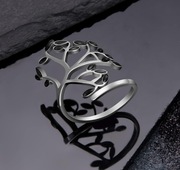 Pierścionek stał nierdzewna Drzewo Życia Czarny 