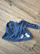 John Lewis bluzeczka tunika granatowa groszki kropki króliczki 68