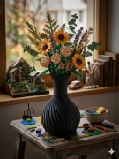 Aneta - Czarny wazon do kwiatów suszonych, z klocków - Prezent Dzień Matki