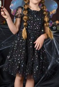 Sinsay Sukienka Tiulowa Czarna w Gwiazdki Rozmiar 140