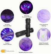 Latarka taktyczna LED ZOOM 3 tryby UV395 akumulator USB taktyczna 800mA