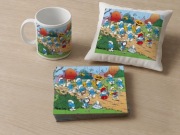 Smerfy komiks prezent dla fana dziecka geeka zestaw Poduszka kubek puzzle