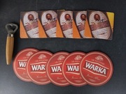 Podkładki pod piwo plus otwieracz z lat 90-tych 