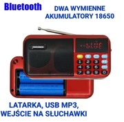 PRZENOŚNE RADIO Z BLUETOOTH,MP3, LATARKA DWA AKUMULATORY 18650