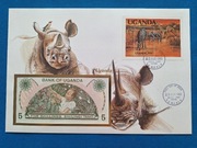Koperta numizmatyczna z banknotem Uganda 5 Szylingów