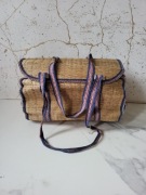 Słomiana Wiklinowa Torba Kosmetyczka Koszyk PRL 