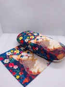 Etui na okulary z kotem + ściereczka | Mikrofibra, elegancki futerał