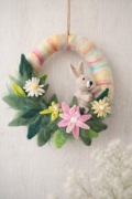 Wianek wielkanocny z króliczkiem – rękodzieło, dekoracja na drzwi / ścianę
