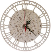 Zegar ścienny drewno znaki zodiaku