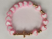 Różaniec na rękę dla dziewczynki, dla dziecka, różowe serduszka :) 