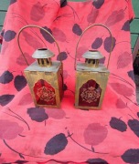 Stare ozdobne lampki lampiony ozdoba wnętrza lampion ozdobny na kominek