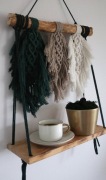 Półka ze sznurka drewno, makrama, kwietnik