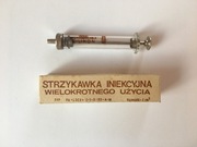 Strzykawka szklana Luer 2cm³, rozbieralna z czasów PRL