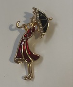 Piękna broszka brosza  damska  DZIEWCZYNA Z PARASOLEM 5