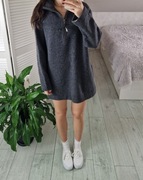 Imitz szara wełniana sukienka sweterkowa długi sweter 70% wełna L