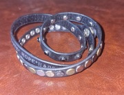 Obroża bransoleta skórzana z dżetami i regulacją 59 cm