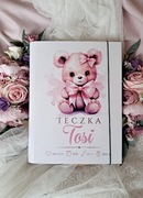Duża teczka "Misia" dla dziewczynki z imieniem personalizowana metryczka 