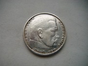 MONETA Niemcy - III Rzesza - 2 Marki 1938 r. HINDENBURG  - Srebro