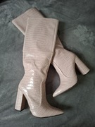 Kozaki imitacja skóry krokodyla beżowe 38