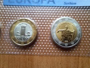 Set monet Euro Próba Serbia 2006 r 8 próbnych monet w blistrze zestaw