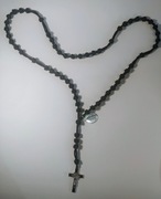 Różaniec ze sznurka czarny komunia prezent 