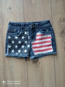 Spodenki cekiny jeans 122 6-7