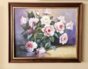 Obraz olejny Bukiet roż  w ramie 