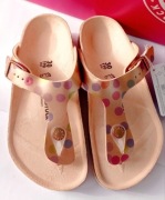 Birkenstock Gizeh 30 klapki skórzane kropki różowe złote