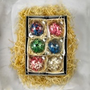 Szklane, ręcznie robione bombki  80mm 6szt! KWIATY | RÓŻNE KOLORY!!!