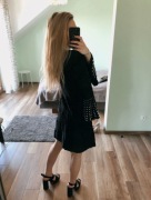 sukienka plisowana koraliki Zara czarna elegancka