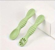 Silikonowa łyżka do nauki dla niemowląt, zestaw 2 łyżek startowych, nie zaw