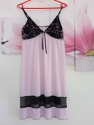 Made In Italy koszulka nocna pudrowy róż czarny idealny stan roz.42