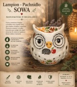Lampion ceramiczny pachnidło sowa niska unikat ceramika Bolesławiec