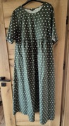 Floryday sukienka maxi zielona groszki grochy oversize vintage boho retro S