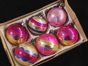 bombki prl szklane kolorowe bańki okrągle ozdoby choinkowe vintage 