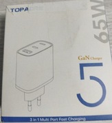 TOPADRE SZYBKA ŁADOWARKA ZASILACZ USB C 65W