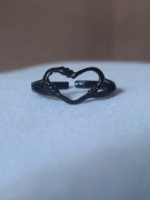 Nowy czarny pierścionek z sercem punk rock metal Goth lolita emo regulowany