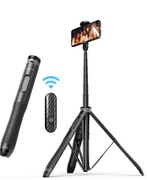 Statyw Selfie Stick, Uchwyt Tripod, z Pilotem, Bluetooth, do 130 cm, czarny