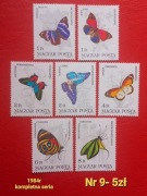 Znaczki fauna:9: motyle, owady- Węgry 1984r **