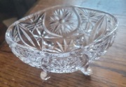 Kryształowa miseczka PRL na czterech nóżkach