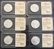 6x Srebrna moneta Amerykański Orzeł 1 uncja 2001