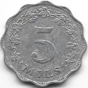 Malta 5 mils 1972